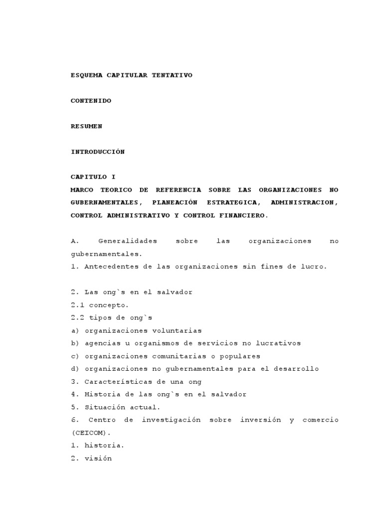 Esquema Capitular de Investigación Documental | PDF | Organización no ...