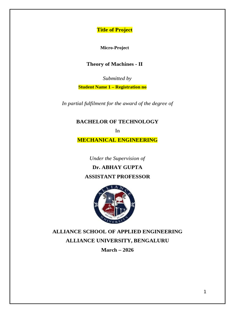 Micro Project Report - Template-ToM II | PDF | Stress (Mechanics ...
