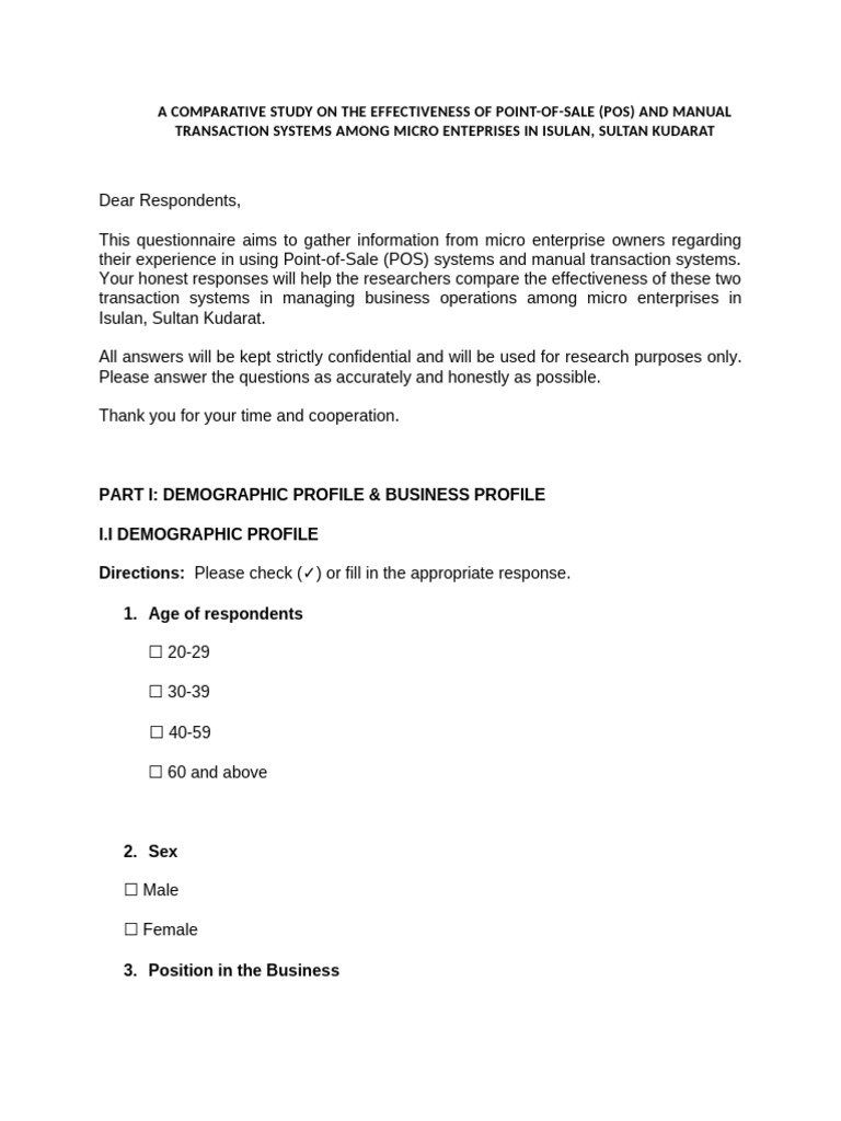 Adaptive Questionnaire Title 1 1 2 | PDF | Point Of Sale | Information ...