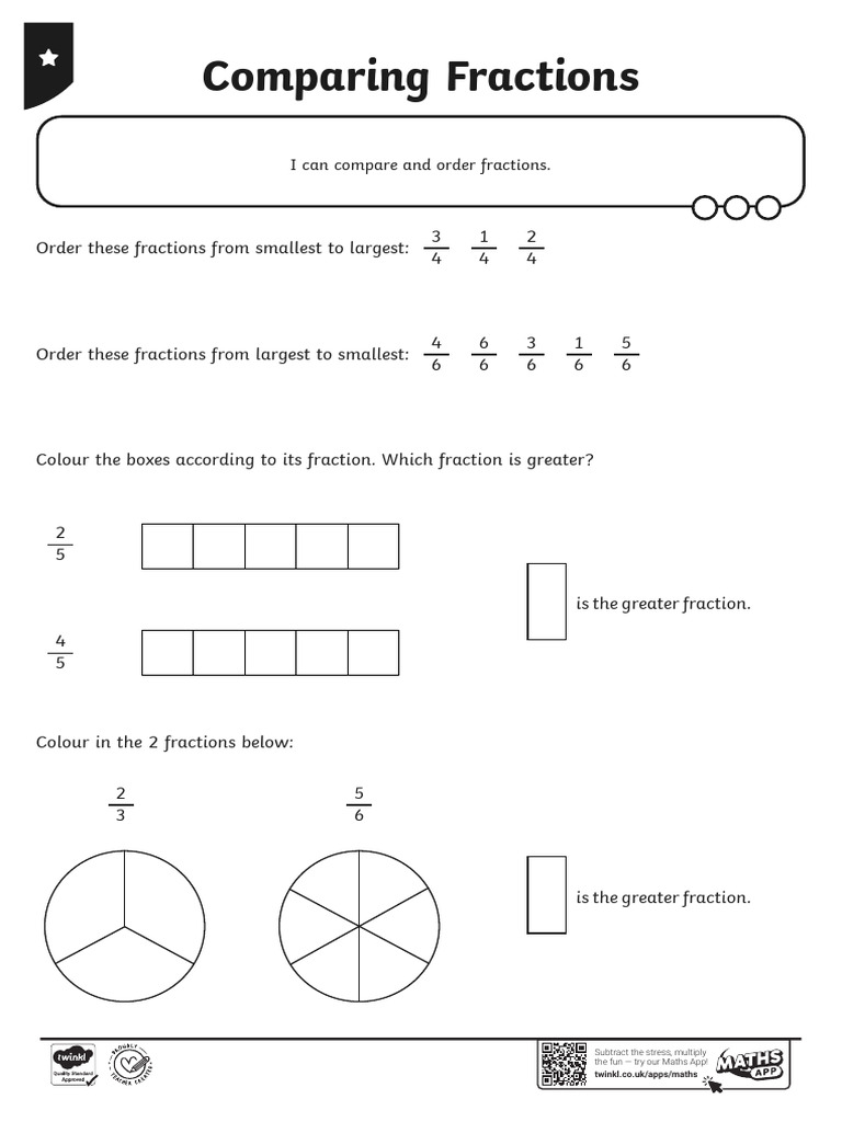 Comparing Fractions Home Learning Task | PDF | Arithmetic | Algebra