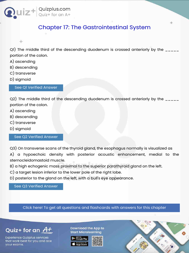 The Middle Third of The Descending Duodenum Is Crossed Anteriorly by ...