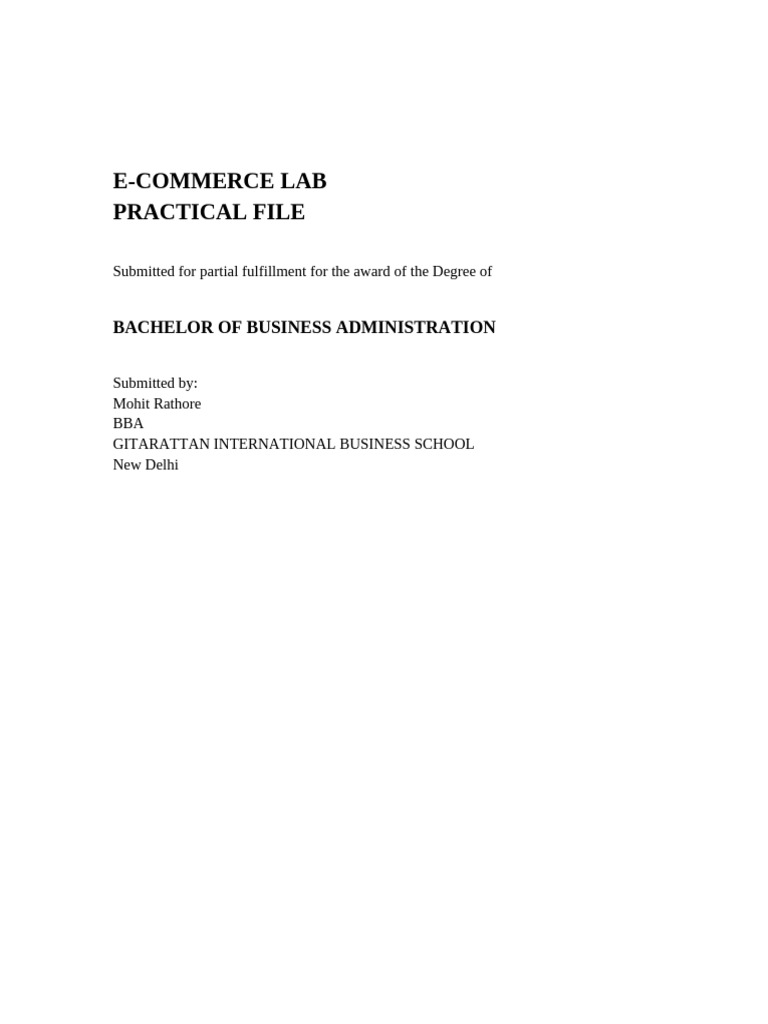E-Commerce Practical File BBA Complete | PDF | Html Element