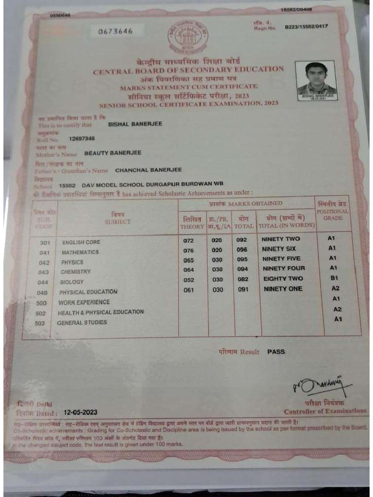 12 TH Marksheet | PDF