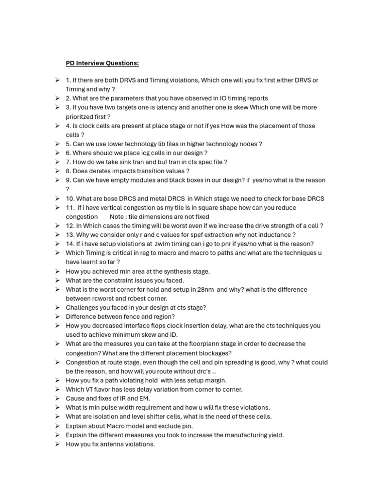 PD Interview Questions N | PDF | Cmos | Mosfet