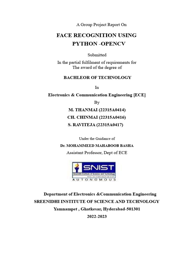 Batch 19 - Face Recognition Using Python - OpenCV | PDF | Surveillance ...