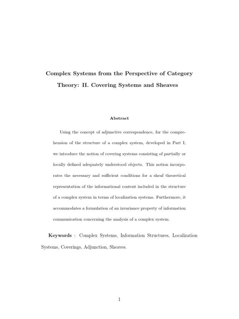 Complex Systems From The Perspective of Category Theory 2 Covering