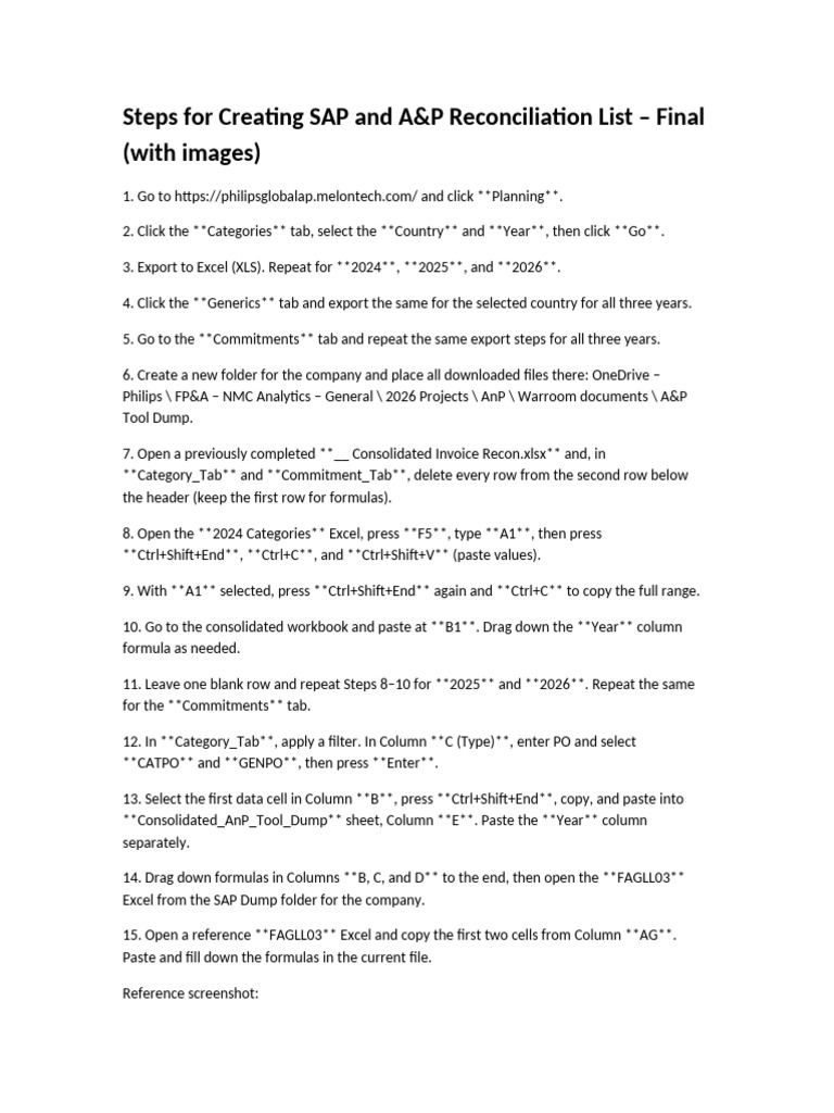 SAP A&P Recon List FINAL With Cropped Images | PDF | Microsoft Excel ...