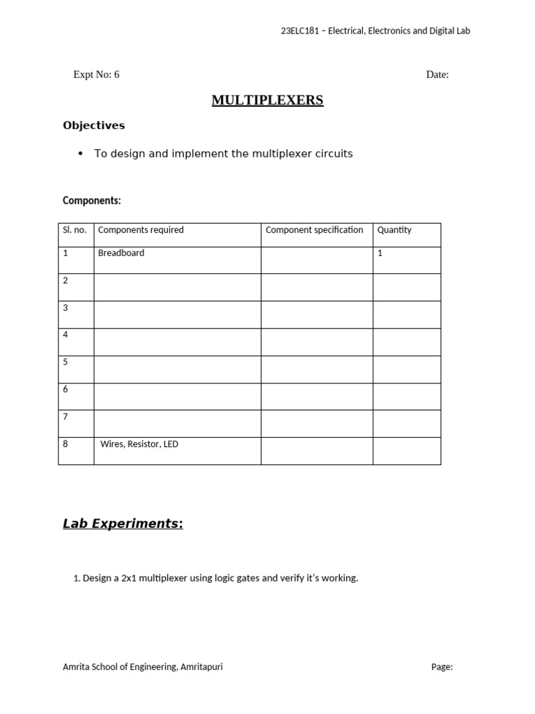 Exp6 Multiplexers | PDF