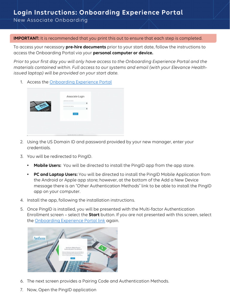 Log in Instructions On Boarding | PDF | Mobile App | Login