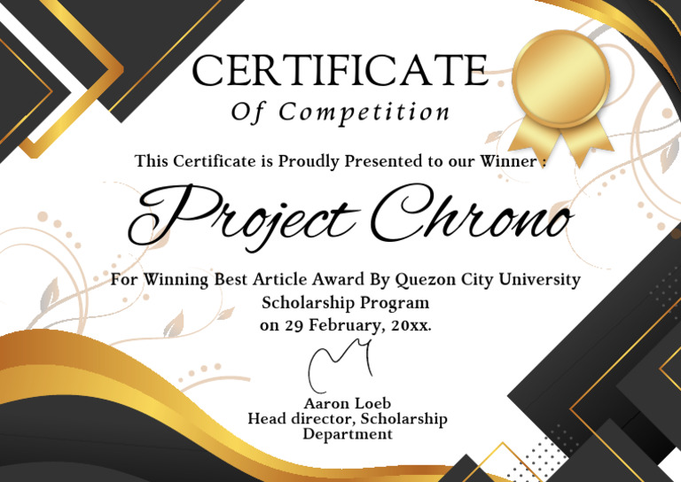 Black Gold Modern Elegant Certificate of Competition Certificate | PDF