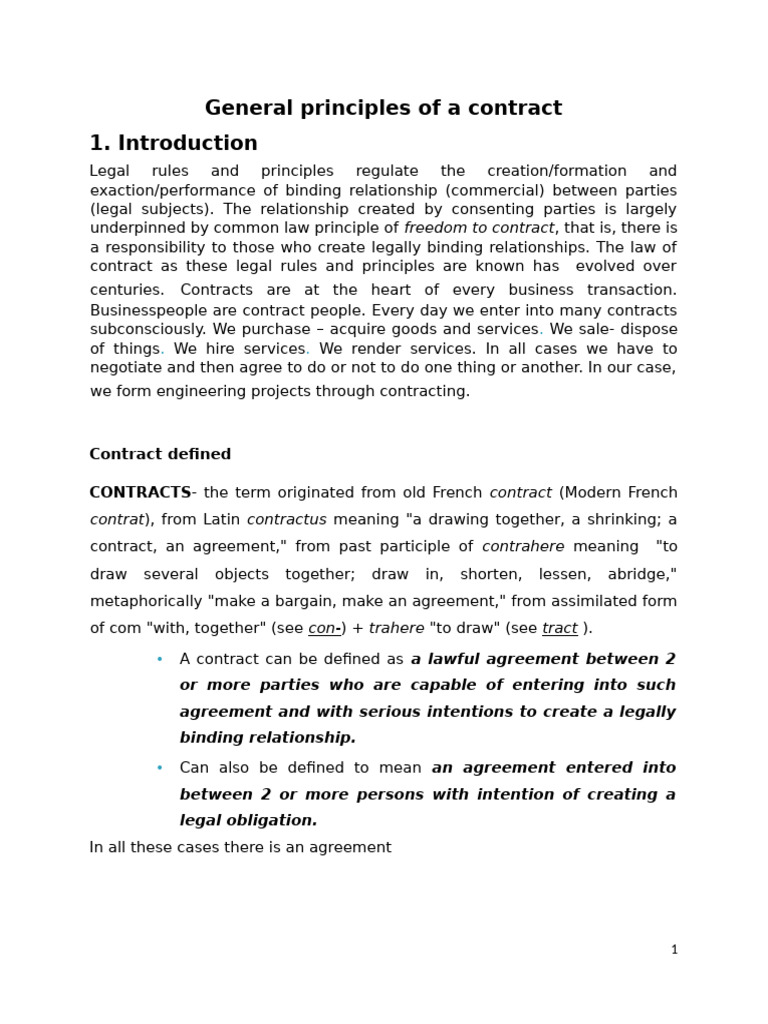 Law of Contract Notes-1 | PDF | Offer And Acceptance | Breach Of Contract