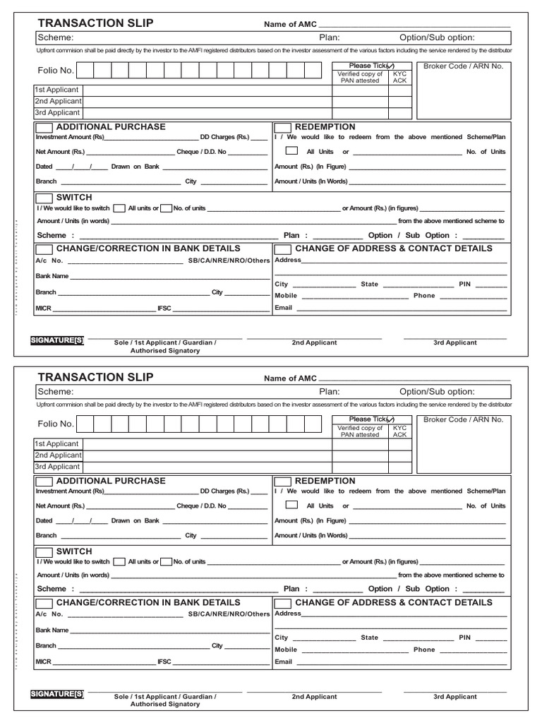Common Transaction Slip | PDF | Financial Services | Investing