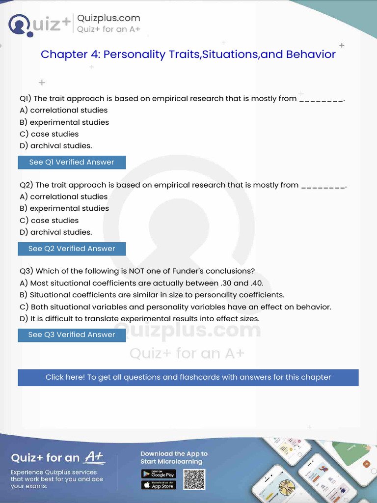 The Trait Approach Is Based On Empirical Research That Is Mostly From ...