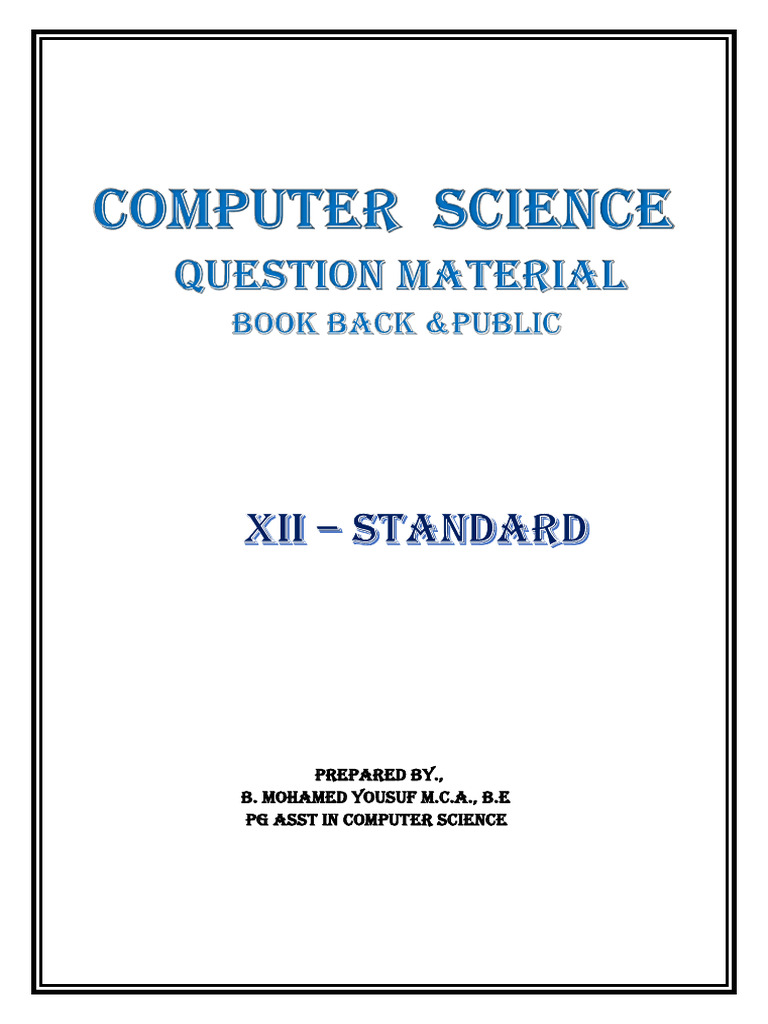 Xii Cs Question Material | PDF | Control Flow | Sql