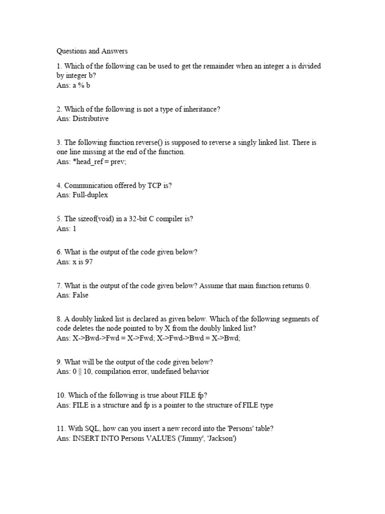 Questions and Answers | PDF | Computer Programming | Software Engineering