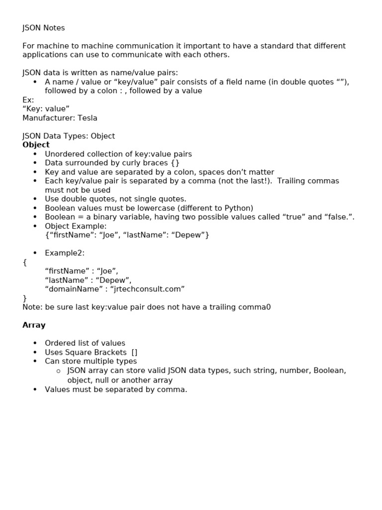 Json Notes | PDF