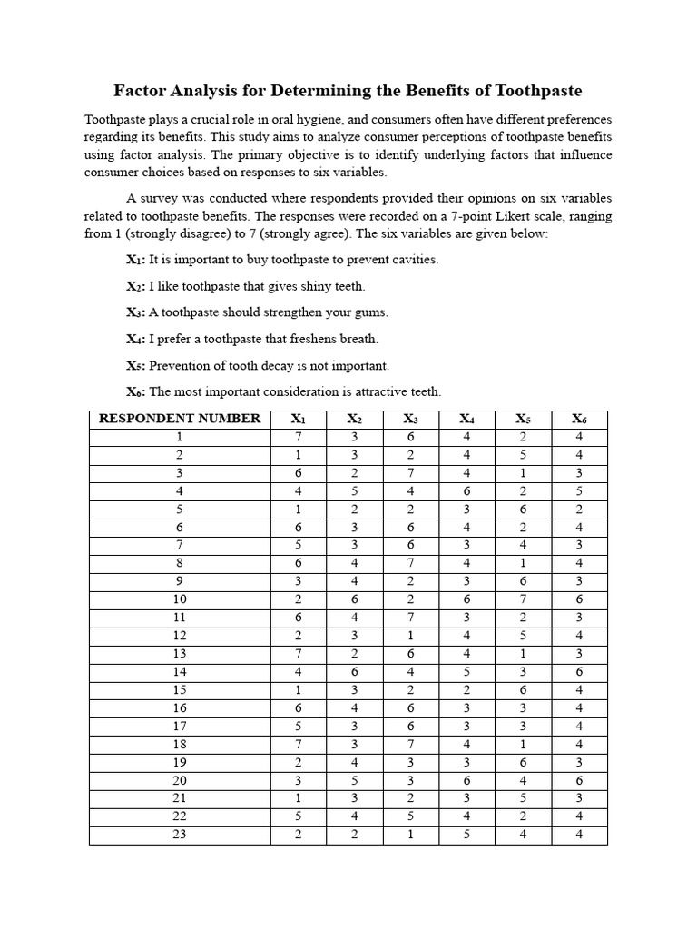 Example 2 For Factor Analysis | PDF | Oral Hygiene | Medical Specialties