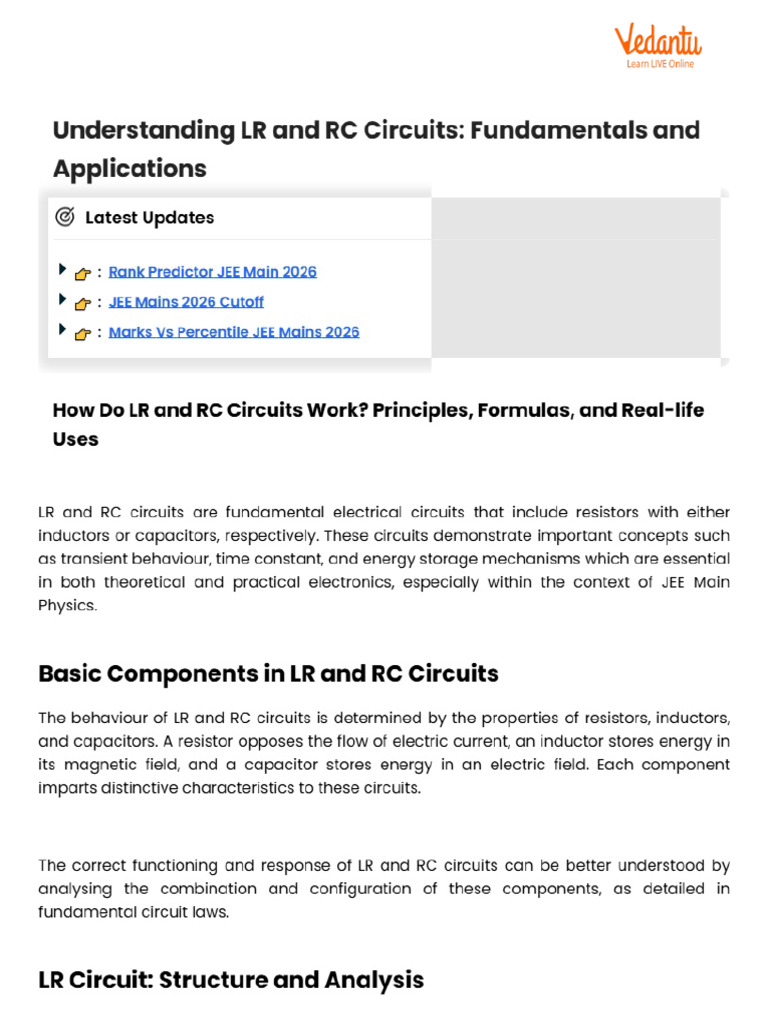 Understanding LR and RC Circuits - Fundamentals and Applications | PDF