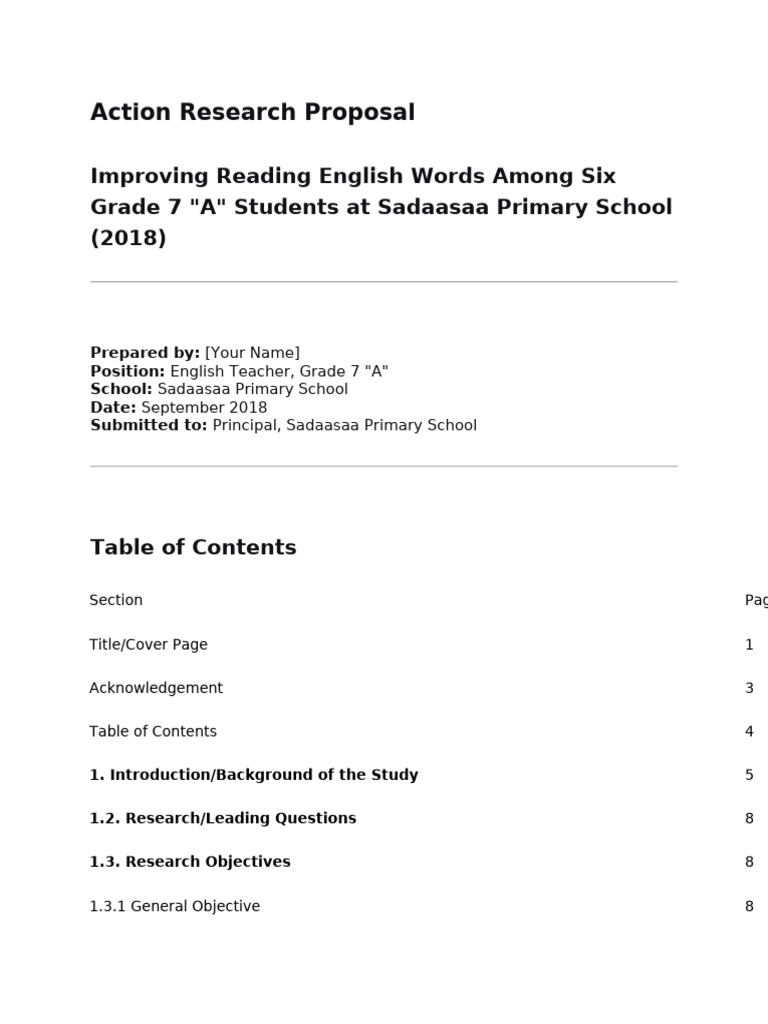 Action Research Proposal | PDF | Phonics | Reading Comprehension