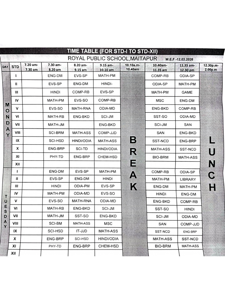 RPS Timetable | PDF
