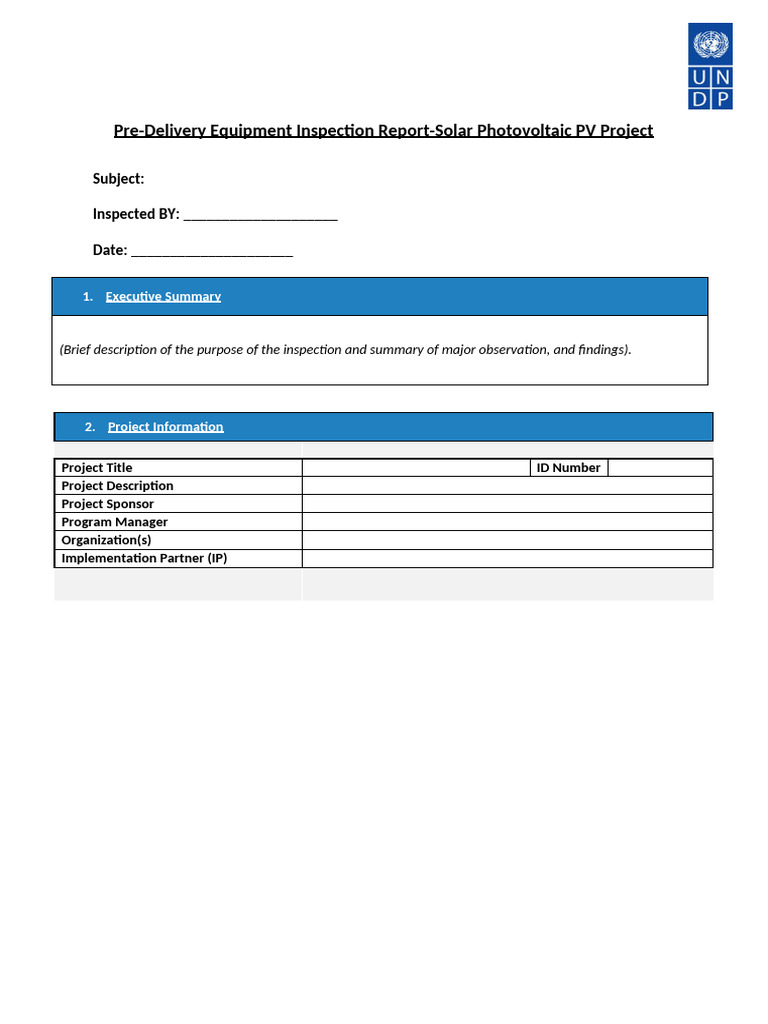 Pre Delivery Inspection - Solar PV Components - Report | PDF