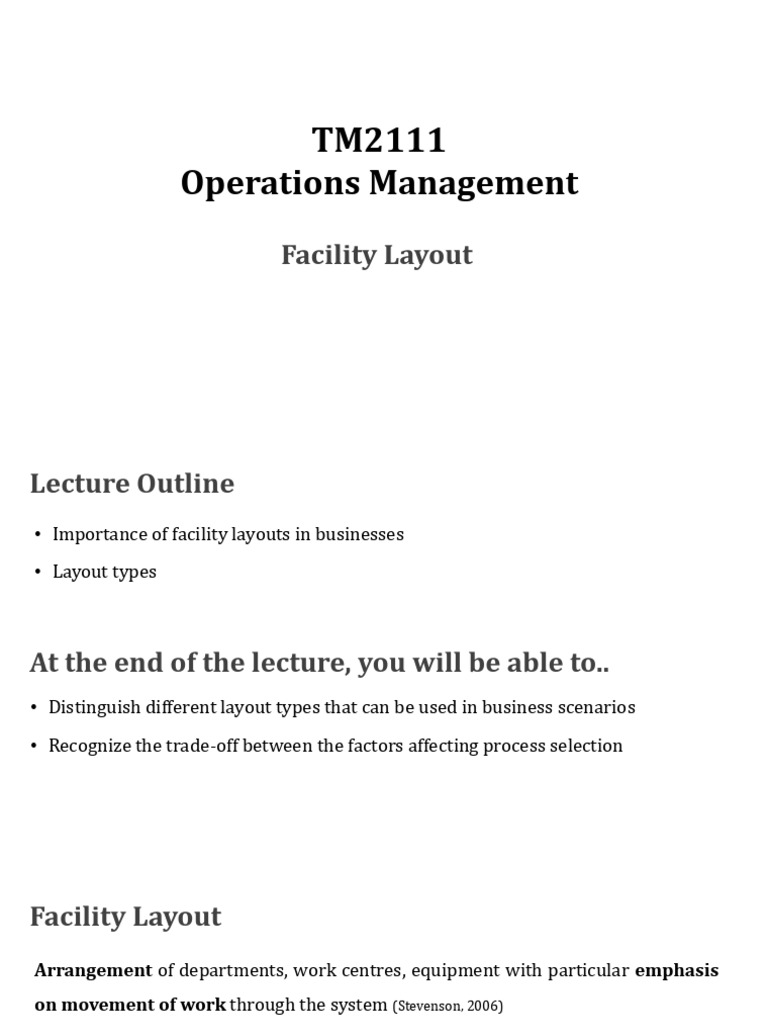 Lecture 08 Facility Layout Part I | PDF