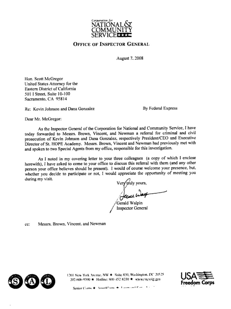 2009 OIG Report Re: Kevin Johnson | PDF