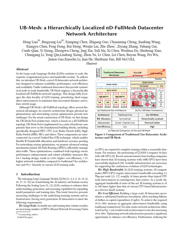 UB-Mesh A Hierarchically Localized ND-Full Mesh Datacenter ...