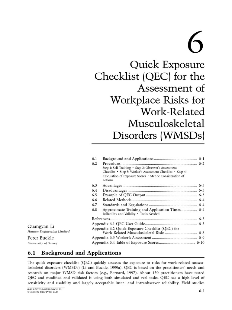 APERG Risk Assessment - QEC | PDF | Anatomical Terms Of Motion | Safety