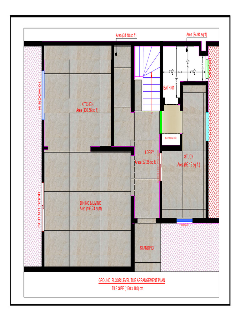 VILLA - Ground Floor Tile Arrangement Plan | PDF | Buildings And ...
