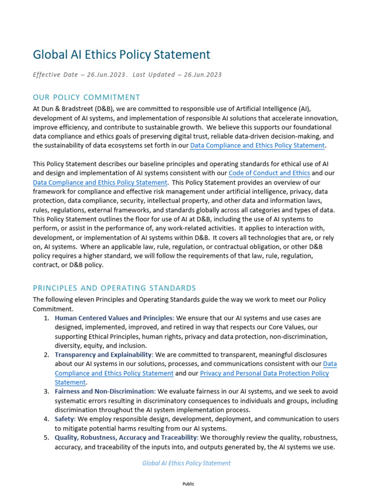 DNB AI Ethics Policy Statement | PDF | Artificial Intelligence ...