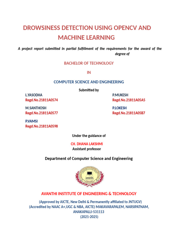 Docudrowsiness Detection Using Opencv and Machine Learning | PDF ...