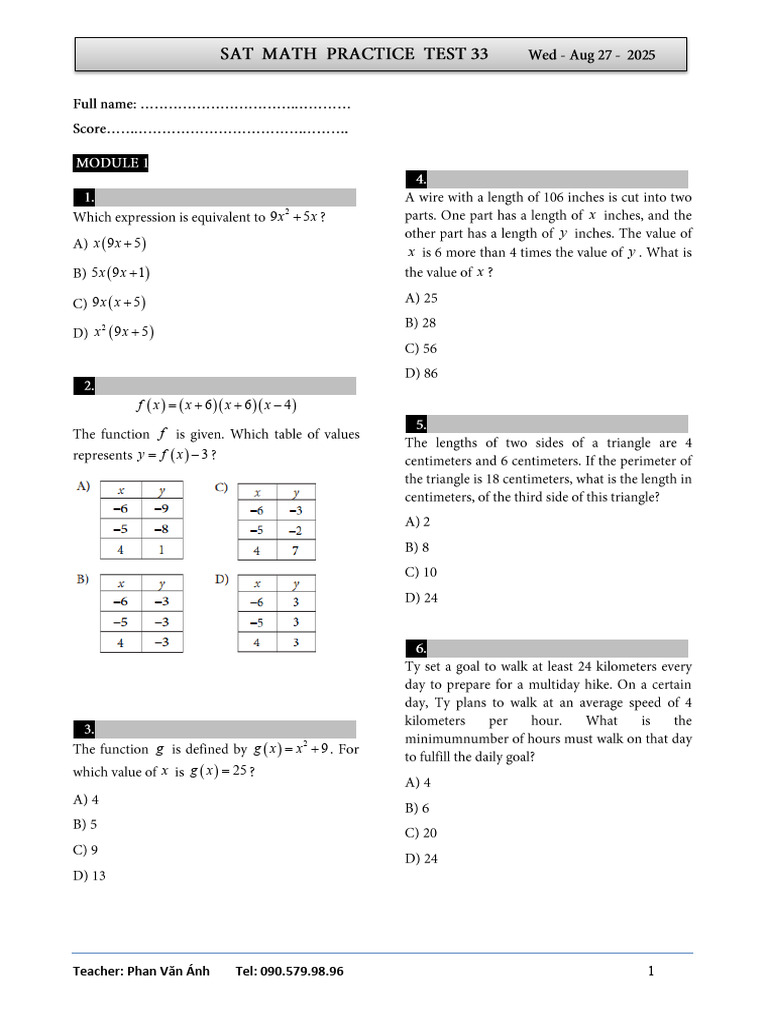 Wed - Module 1 - Test 33 | PDF