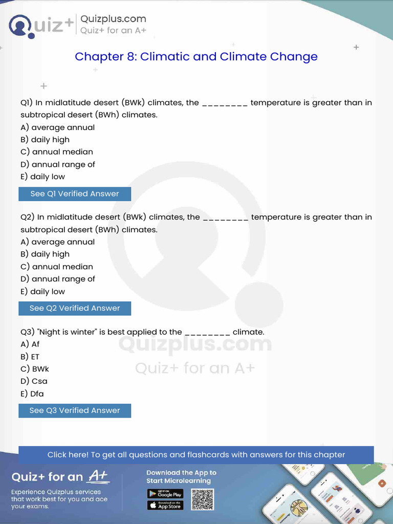 In Midlatitude Desert BWK Climates The Temperature Is Greater Than in ...