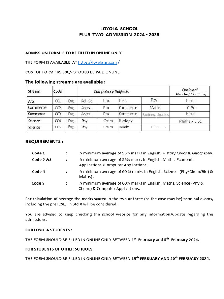 Plus Two Admission Notice 2024-2025 | PDF | Qualifications