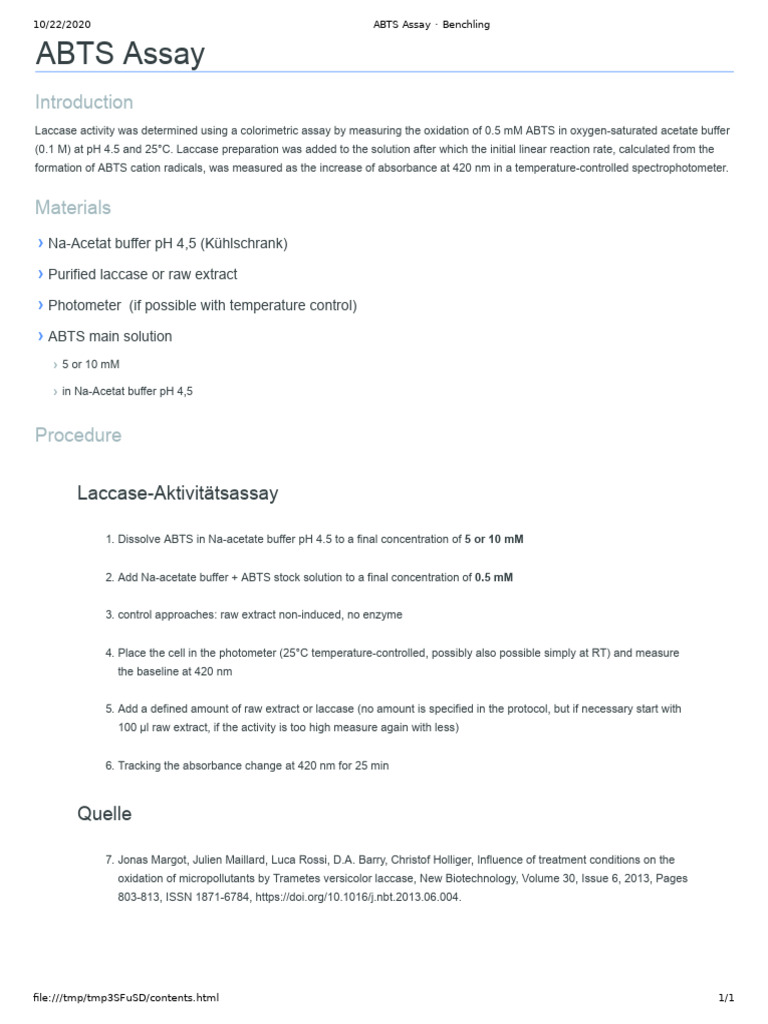 T Stuttgart ABTS Assay | PDF