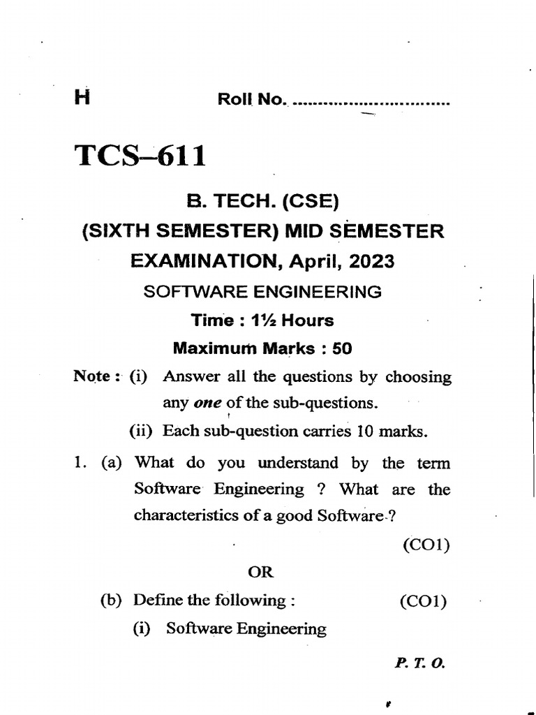 Tcs611 Midsem 2023 Apr | PDF