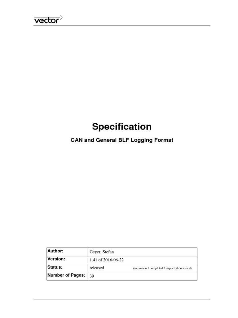 Specification CAN and General BLF Logging Format | PDF | Bit | Software ...