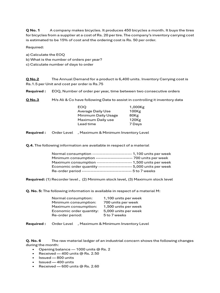 Inventory Managment Questions | PDF | Inventory | Logistics