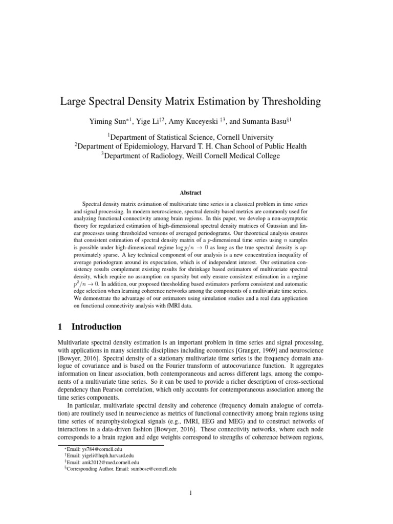 Large Spectral Density Matrix Estimation | PDF | Time Series | Bias Of ...