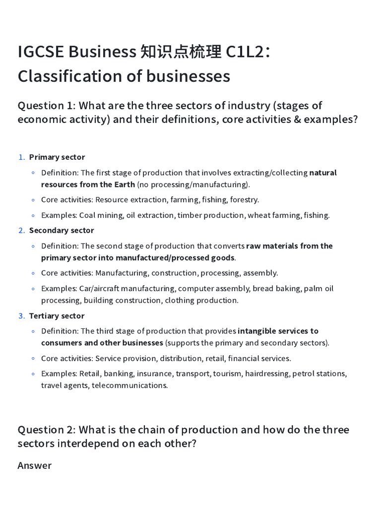 C1L2 Classification of Businesses | PDF | Goods | Profit (Economics)