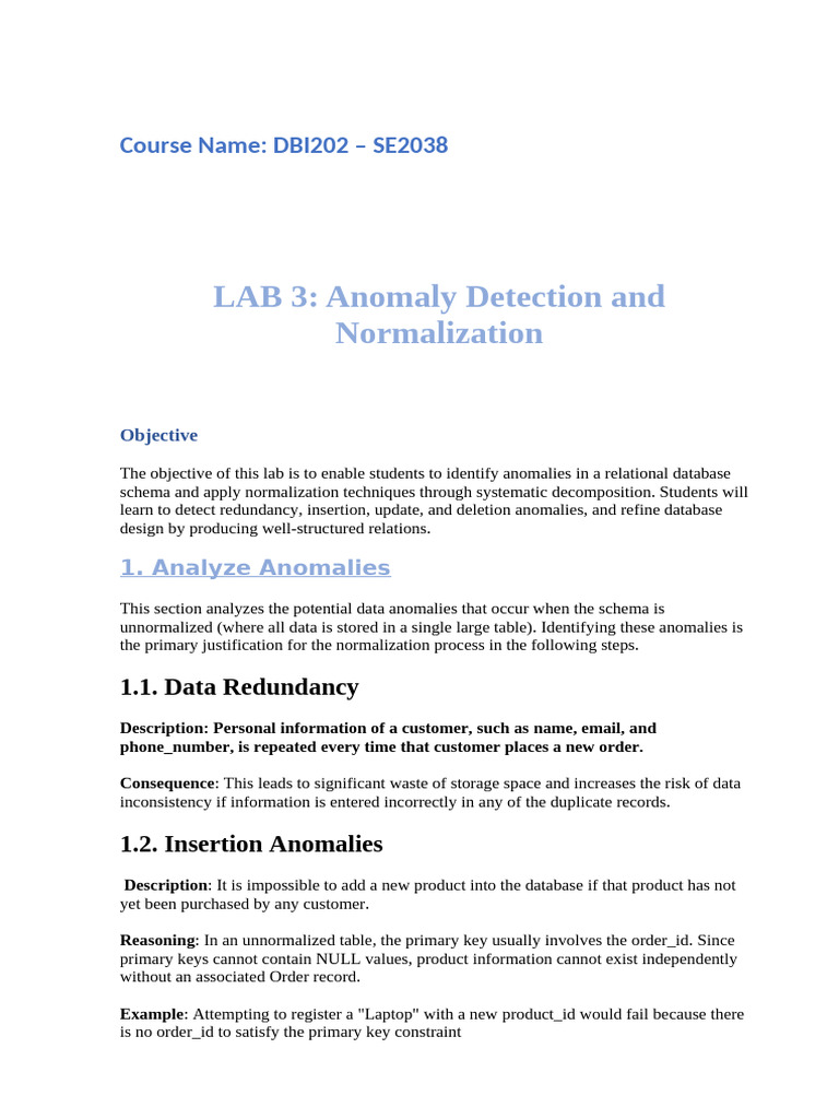 Lab3 - .Anomaly Detection and Normalization | PDF | Data Management ...