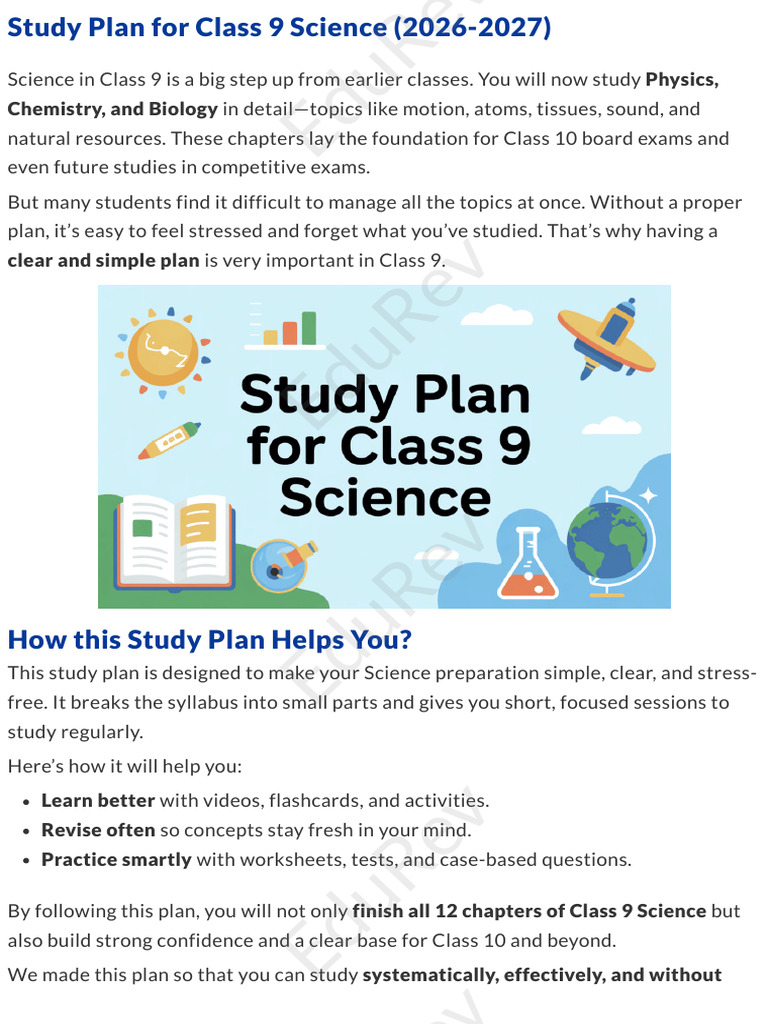 EduRev - Study Plan For Class 9 Science (2026-2027) | PDF | Molecules ...