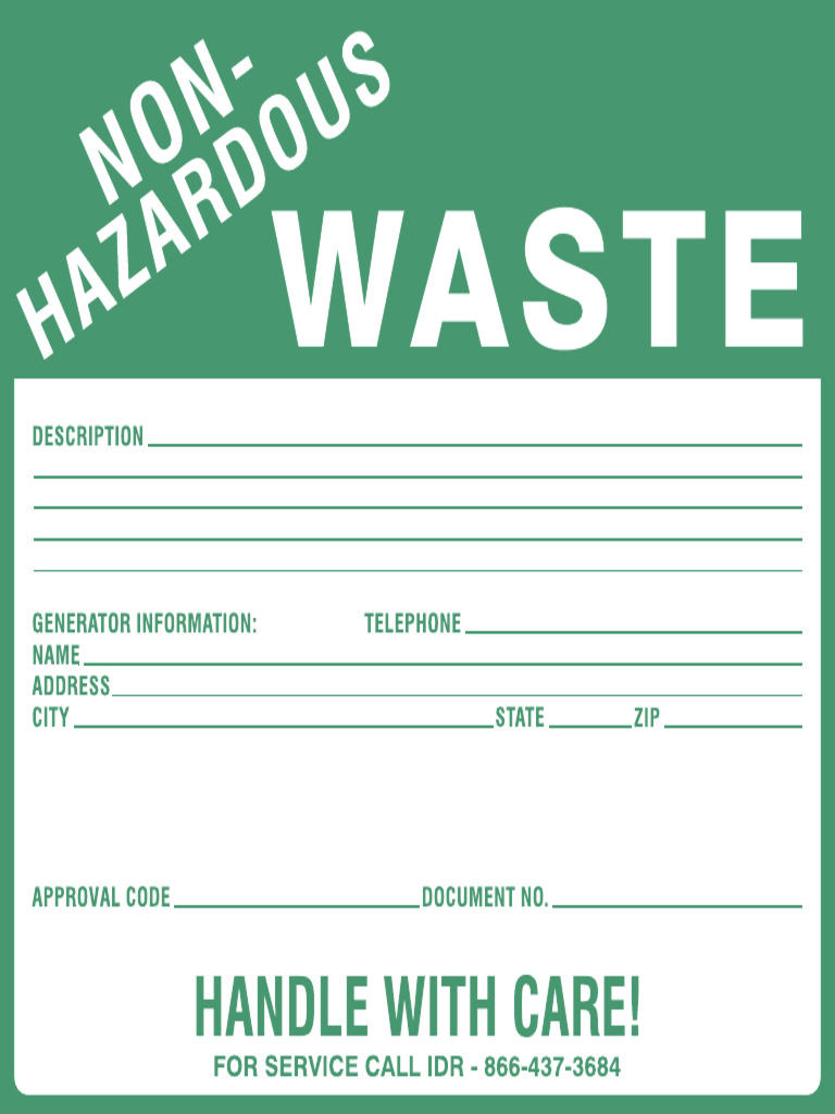 Non-Hazardous Waste Label 6 X 6 | PDF