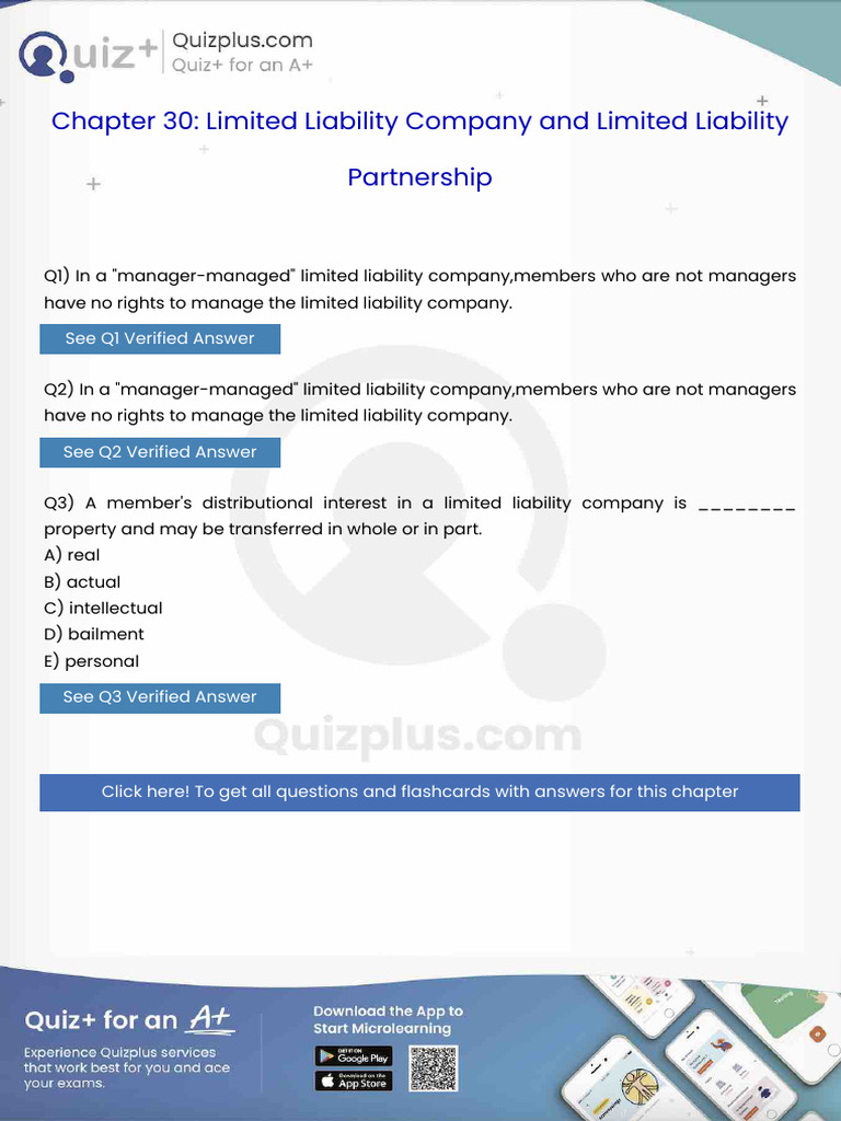 In A Managermanaged Limited Liability Companymembers Who Are Not ...