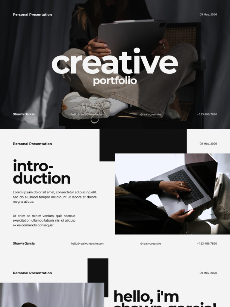Black and White Minimalist Creative Portfolio Presentation | PDF