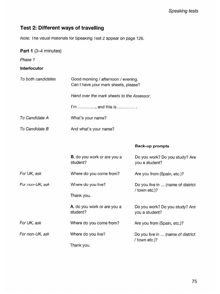 A2 - Ket - Speaking Practice Test 2 | PDF