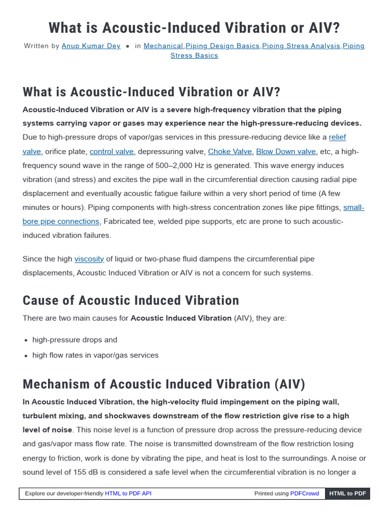 Whatispiping Com Acoustic Induced Vibration or Aiv | PDF