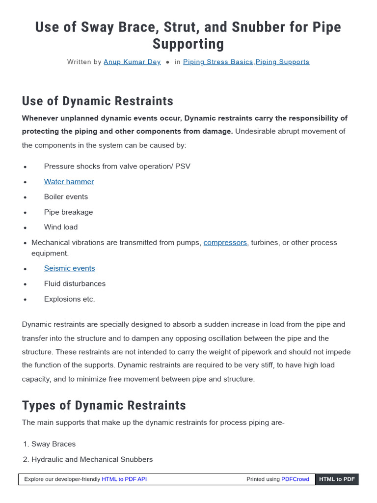 Whatispiping Com Dynamic Restraints | PDF | Pipe (Fluid Conveyance) | Force