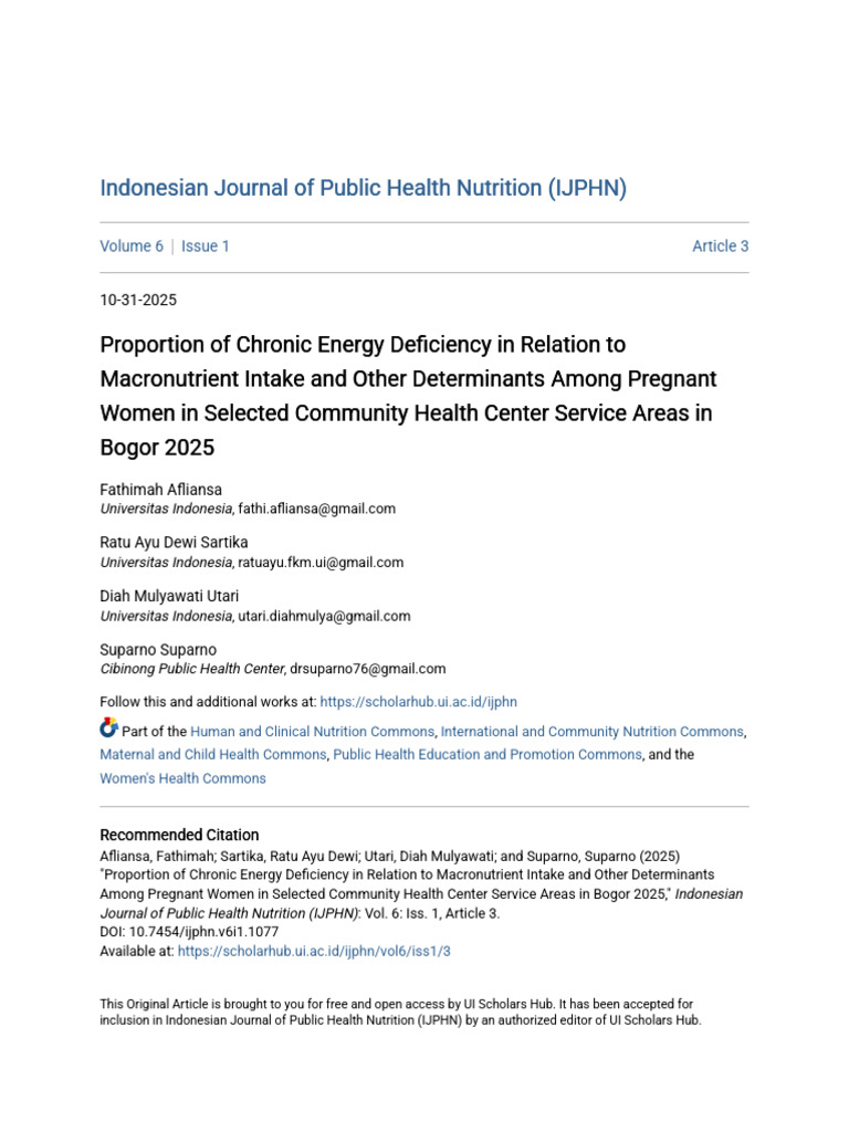 Indonesian Journal of Public Health Nutrition (IJPHN) Indonesian ...